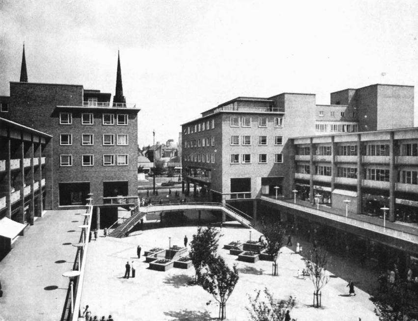 The upper precinct, c. 1954 (source: Coventry and Warwickshire Collection, Coventry Libraries and Information Service).